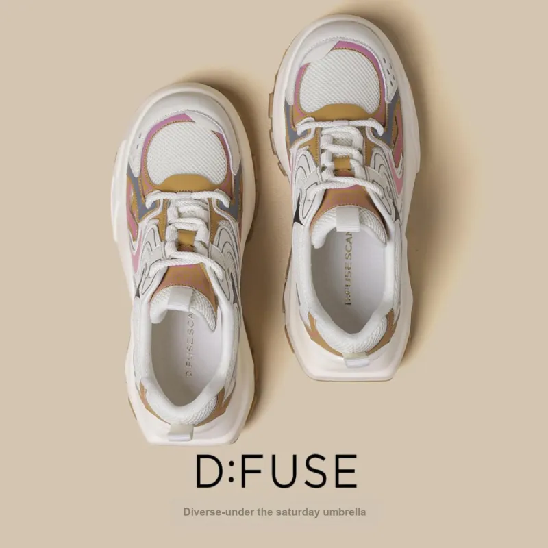 D FUSE SCANDINAVIA Chunky Sneakers Women's Low Top Beige/Apricot-6