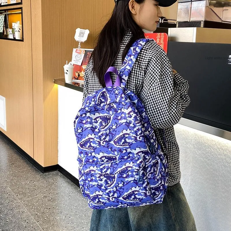 MOK Nylon Backpack Unisex Black/Violet/Light Blue/Sky Blue/Royal Blue-8