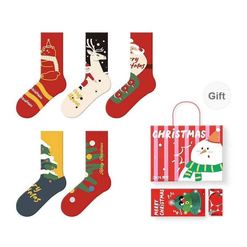 JKN Festival Gift Box Series Mid Calf Socks Unisex Box 5 Pack-6