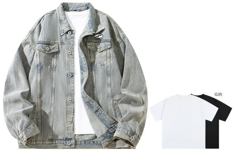 A.X.S.K Denim Jacket Unisex Comes With Short Sleeved Shirt-19