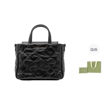 VANESSA HOGAN Lingge Series Cow Leather One Shoulder Handbags Medium Size Women's Black