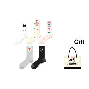DJUNGLE Mid Calf Socks Women's Shopping Bag 5 Pack