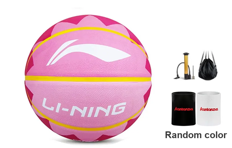 LiNing Rubber Basketball Pink Size 7 Training Unisex-14