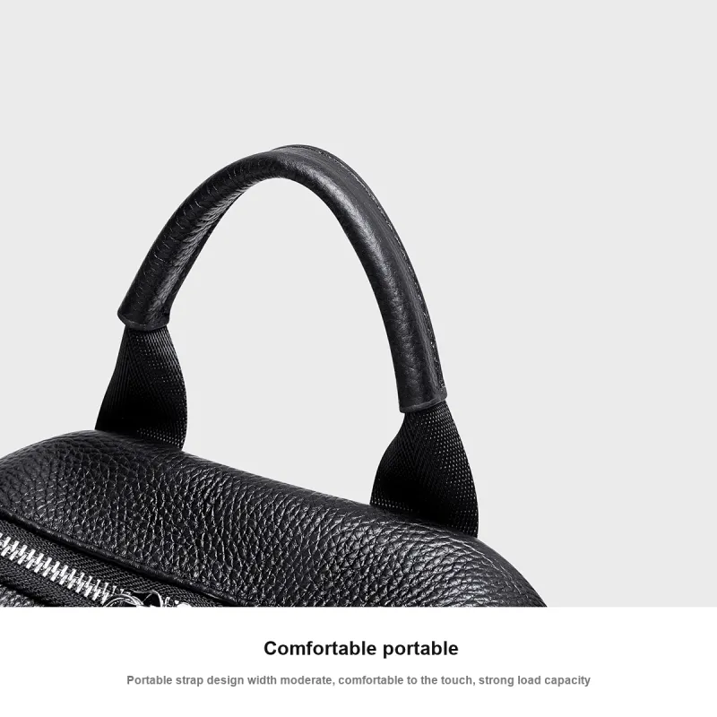 HARSON Cow Leather Backpack Unisex Black-3