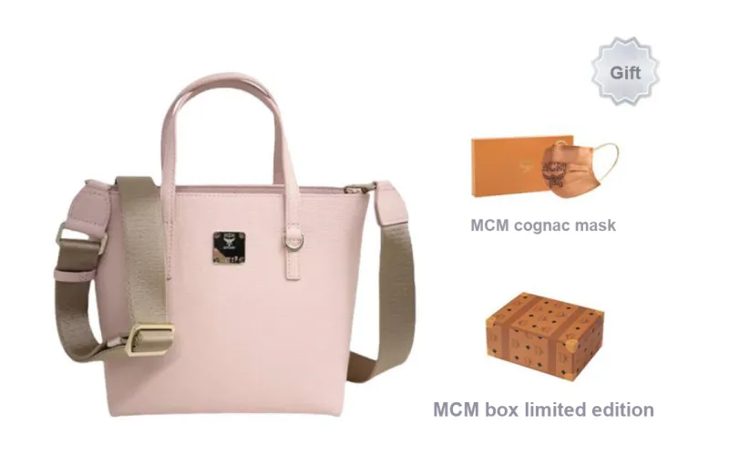 MCM Cow Leather Tote Bag, Shopping Bag, Shoulder Bag, Crossbody Bag, Handbag Mini Women's-5