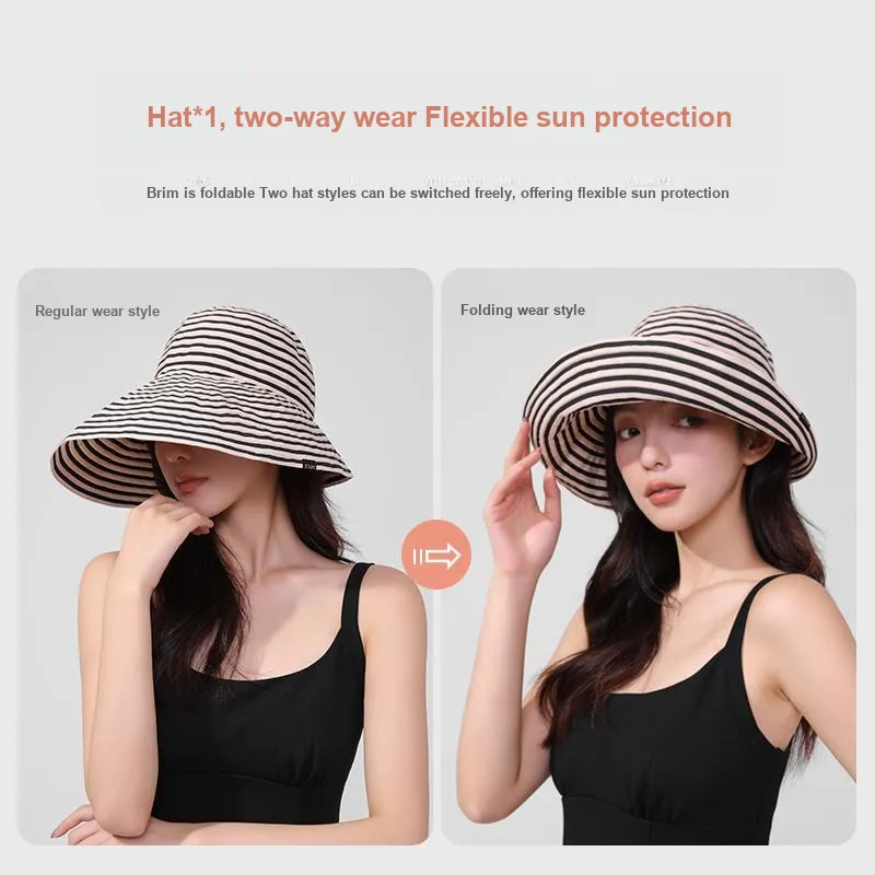 ZAUO Polyester Sun Protection Hats Women's Black White-1