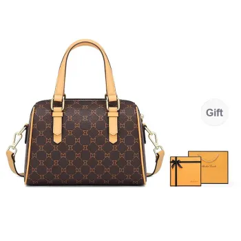 MashaLanti PVC Synthetic Leather Trendy Crossbody Bag Bowling Bag Women's Dark Brown