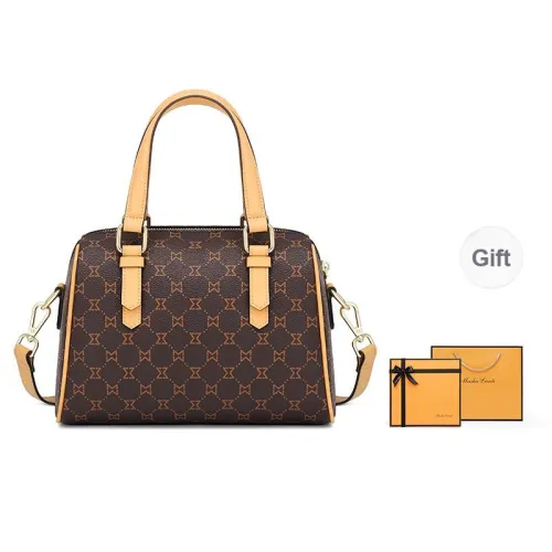 MashaLanti PVC Synthetic Leather Trendy Crossbody Bag Bowling Bag Women's Dark Brown