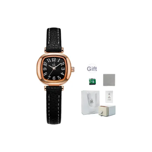 SHENGKE Кварцевый механизм ремешок из полиуретана женские часы золотой циферблат