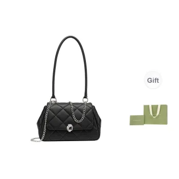 VANESSA HOGAN Lingge Series Cow Leather Chain Bag Shoulder Bag Shoulder Bag Medium Size Women's Black