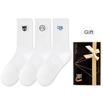KJ Mid Calf Socks Unisex Box 5 Pack White