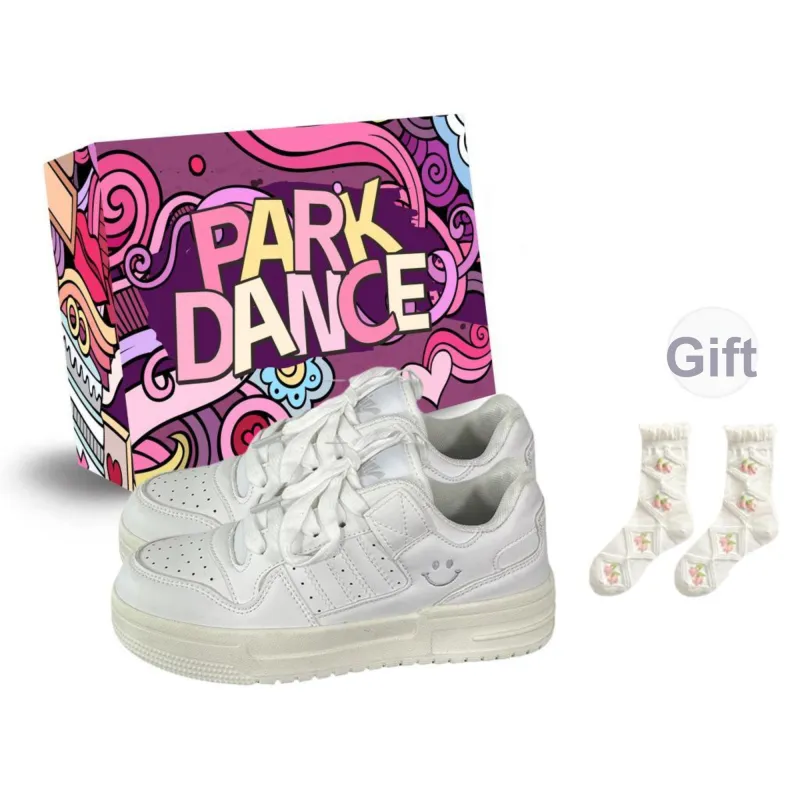 PARK DANCE Low Top Skateboard Shoes Women's White-9