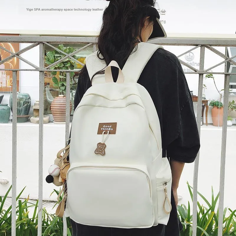 AIBAG Nylon Backpack Unisex White/Black/Khaki/Blue-5