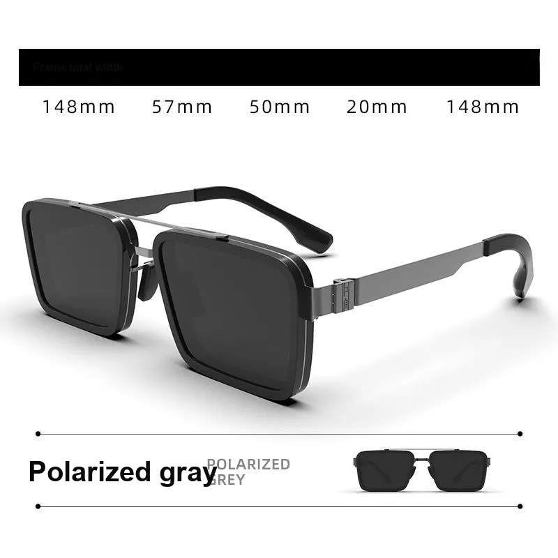 MID Plate Frame Stainless Steel Square Sunglasses Unisex-3