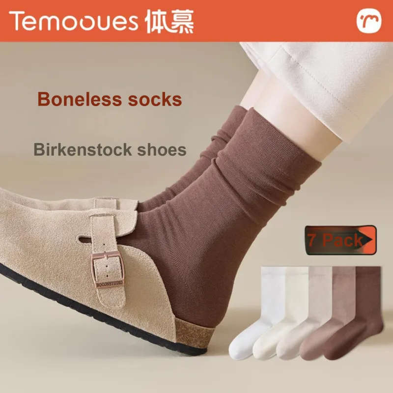 Temooues Mid Calf Socks Women's Combo Set-9