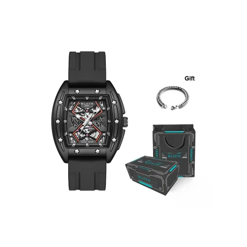 WLISTH Кварцевый механизм силиконовый ремешок мужские часы черный циферблат