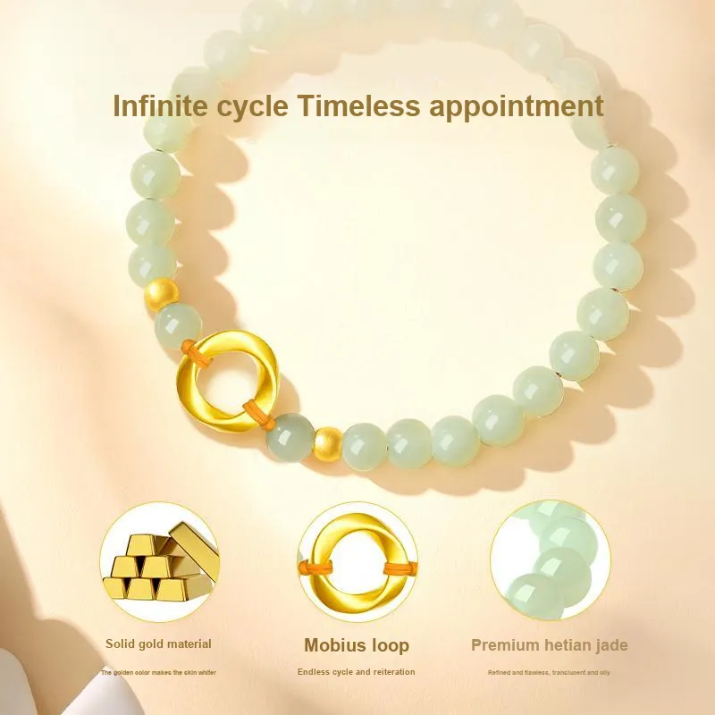 ALLOVE Hetian Jade Bracelets Pale Greenish White Jade Women's-2