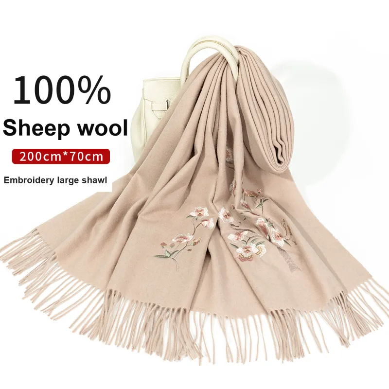 Shanghai Story Sheep Wool Knit Scarves Women's 3 Colors Available For Selection-11