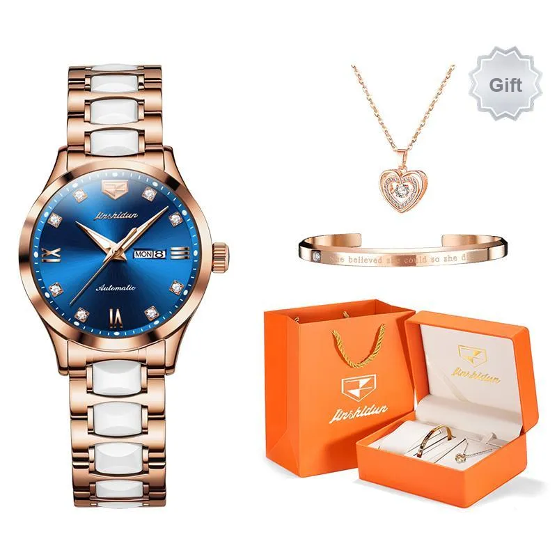 Jin Shi Dun Box Automatic Mechanical Movement Watch Women's Watch White Dial-8