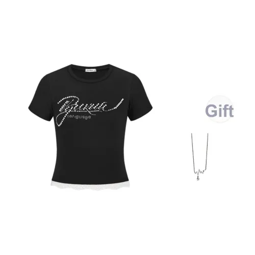 SHIEN Черный с ожерельем женские T-рубашки