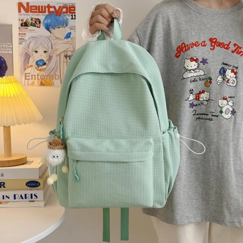 AIBAG Nylon Backpack Unisex White/Black/Pink/Green/Blue-19