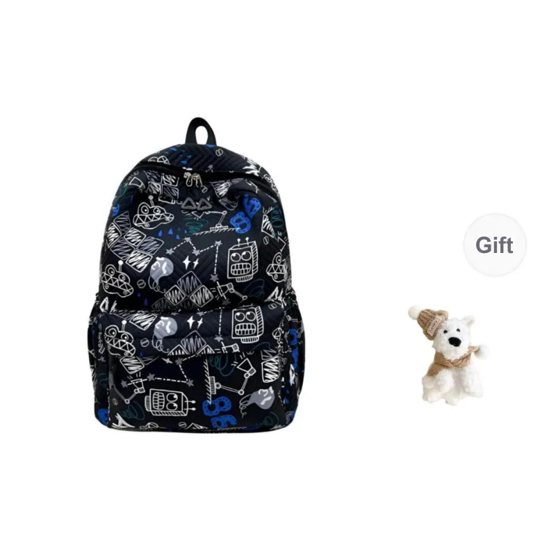 Yalu Nylon Fabric Backpack Unisex White/Sky Blue/Lake Blue-13