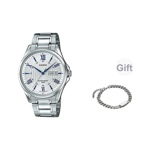 CASIO Кварцевый механизм Часы Мужские Серебристый циферблат