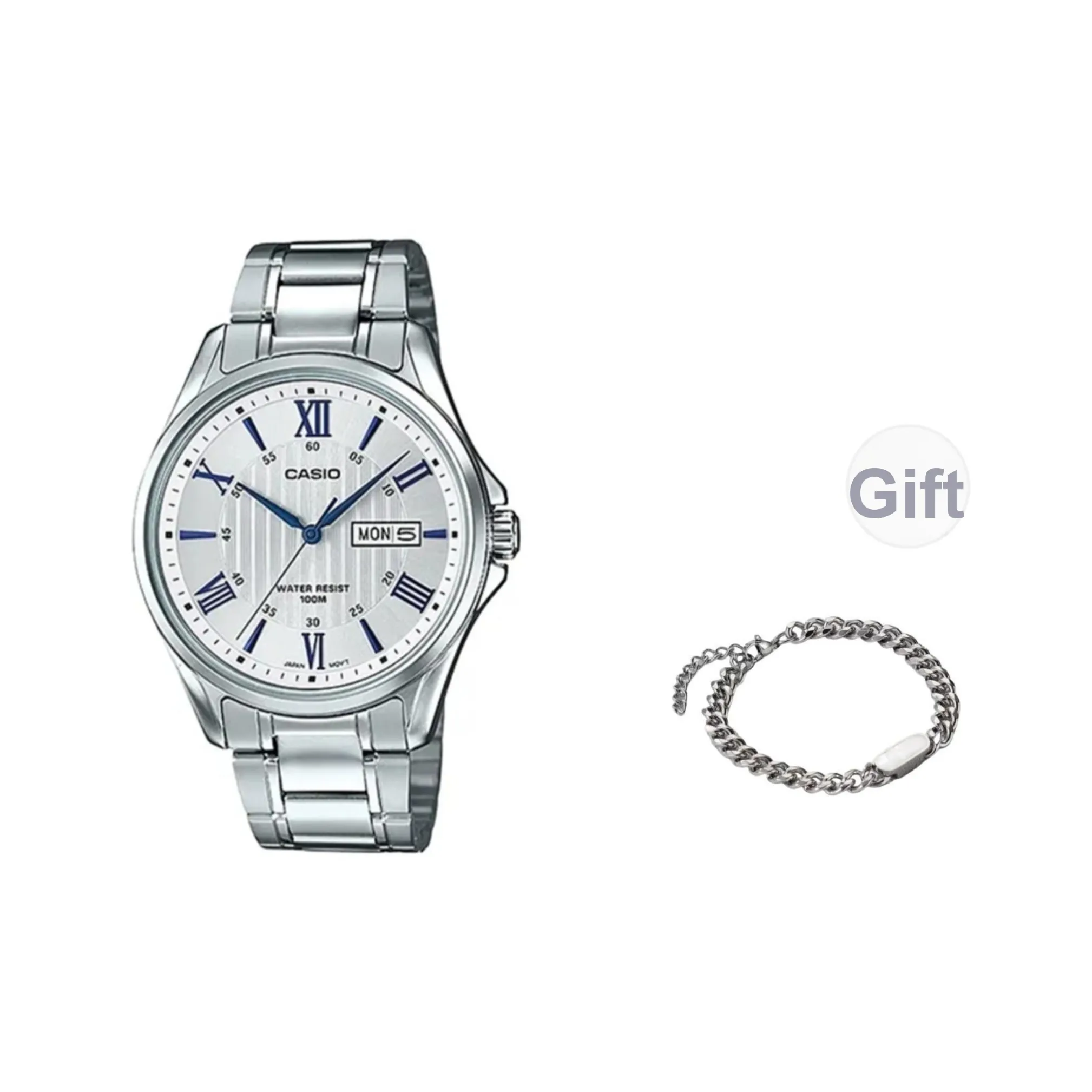 CASIO Кварцевый механизм Часы Мужские Серебристый циферблат