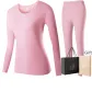 Women's Crew Neck Clothing Sets (Bright Pink) 100% cotton Lace Trims Neckline/Shopping Bag Included