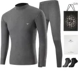 Mock Neck Clothing Sets (Dark Gray) 100% cotton Windproof/Includes 2 Pack Cotton Socks+Shopping Bag