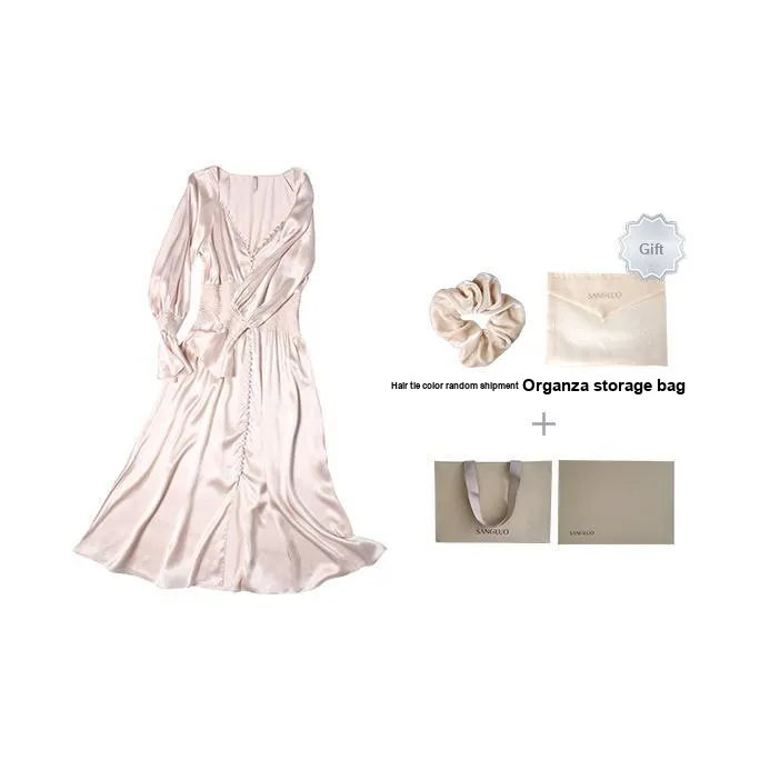 Sangluo Шелк Осенний Женские 1 Пачка Домашние Платья