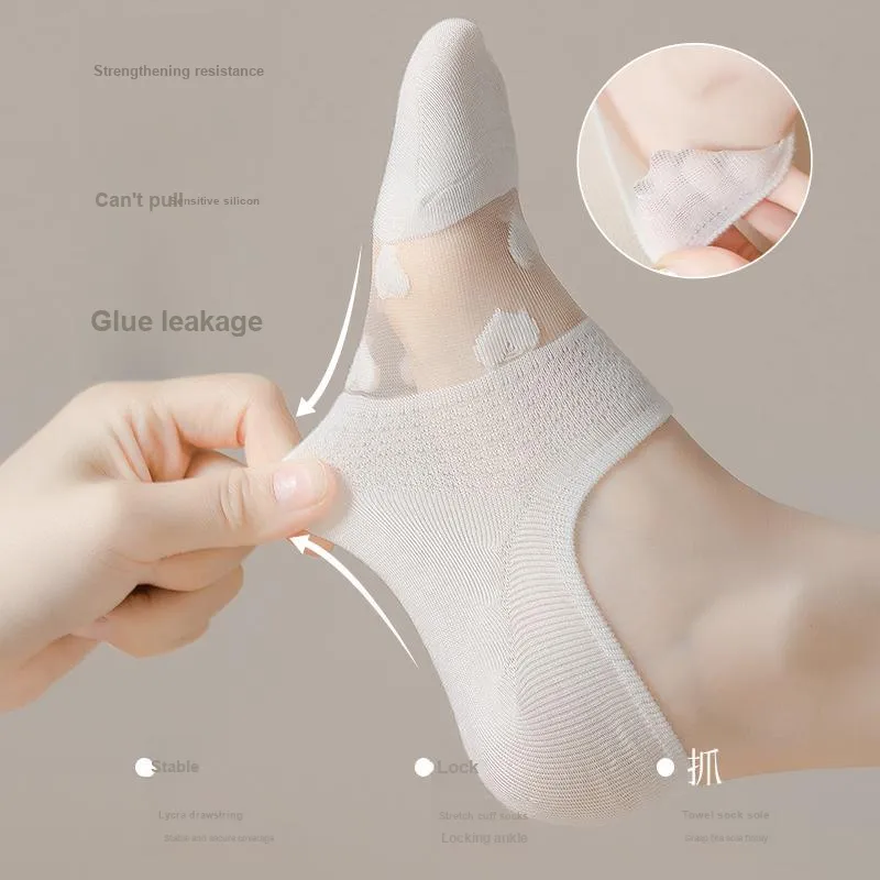 Top Melon No Show Socks Women's 5 Pack White Shades-4