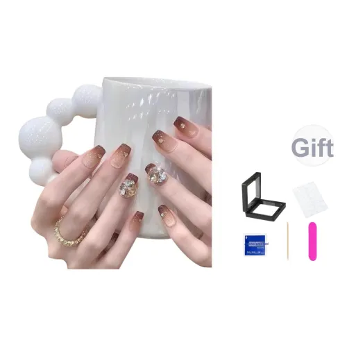 XNTX Ледяной Прозрачный Кошачий Глаз Утонченный Сверкающий Камни False Nail Короткий LADDER Шампанское Jump Цвет Instagram Стиль