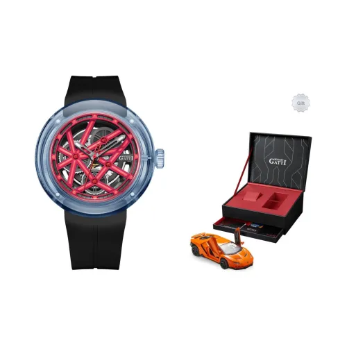 BONEST GATTI Offshore Speed Автоматический Механический Механизм Резиновый Ремешок Часы Мужские Часы Красный Циферблат