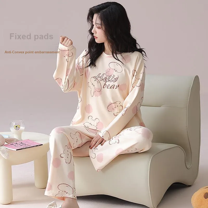 XIAFENYAN Pajama Set Women's Apricot-4