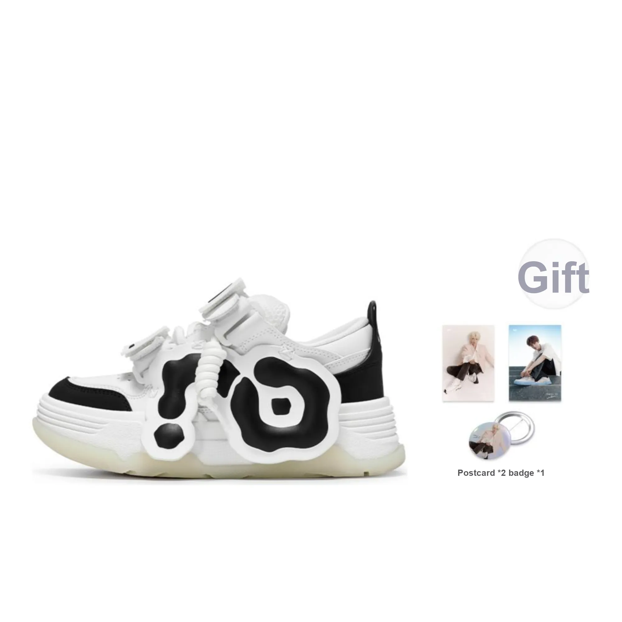 CN Skate Black White Anti-Slip And Wear-Resistant Lightweight Height Increasing Low-Top Skateboard Shoes Unisex