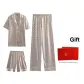 Gray Three-Piece Set (Short-Sleeved Shirt+Shorts+Pants)