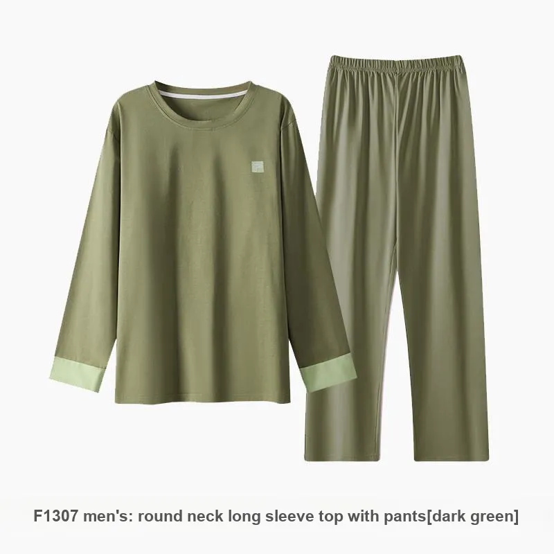 ZAO FU NIAO Pajama Set Men's Dark Green-1