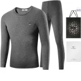 Silk Clothing Sets (Dark Heather Gray)-Silk Care/Double-Layer Thickened