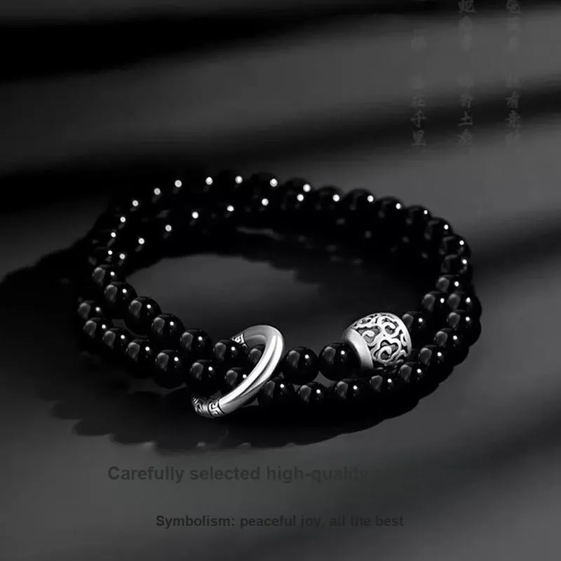 Kevni Natural Obsidian Bracelets Unisex-1