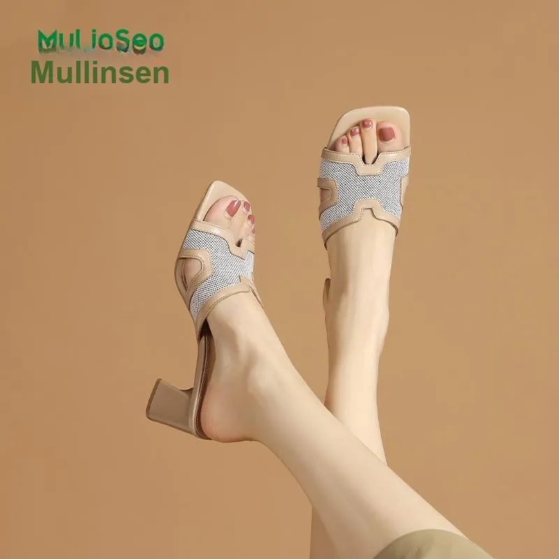 Mulinsen Stitching Cut Out Abrasion Resistant Quick Dry Slide Slippers Women's-7