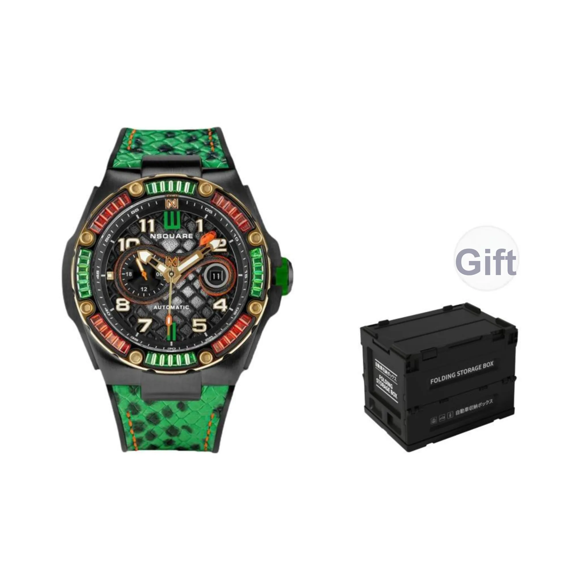 NSQUARE Queen Snake Collection Automatic Mechanical Movement Watch Men's Watches Black Dial