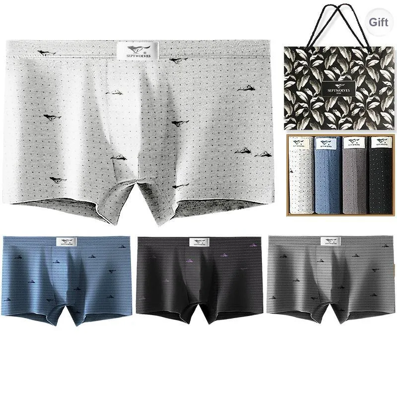 SEPTWOLVES Underpants Men's 4 Piece Gift Box Set+Shopping Bag-15