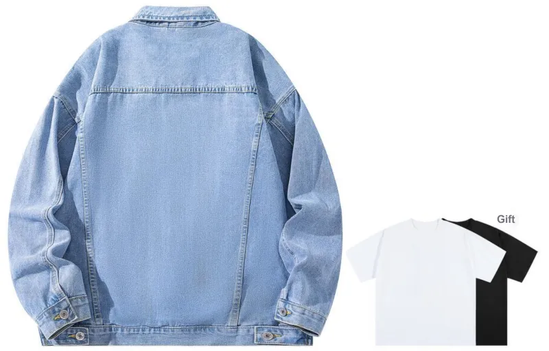 A.X.S.K Denim Jacket Unisex Comes With Short Sleeved Shirt-7