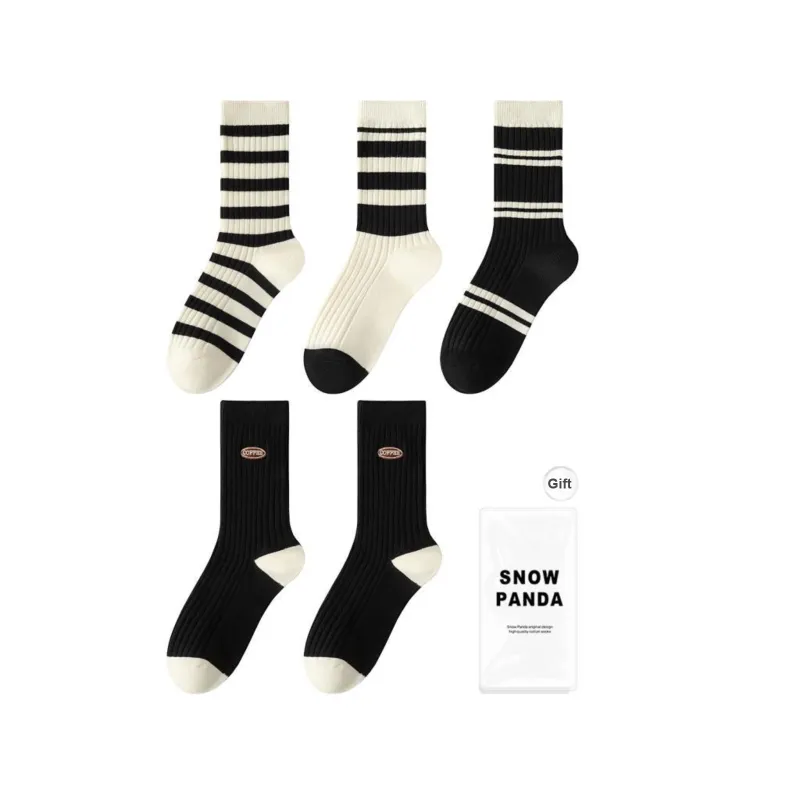 XXLLG Mid Calf Socks Women's Shopping Bag 5 Pack-4