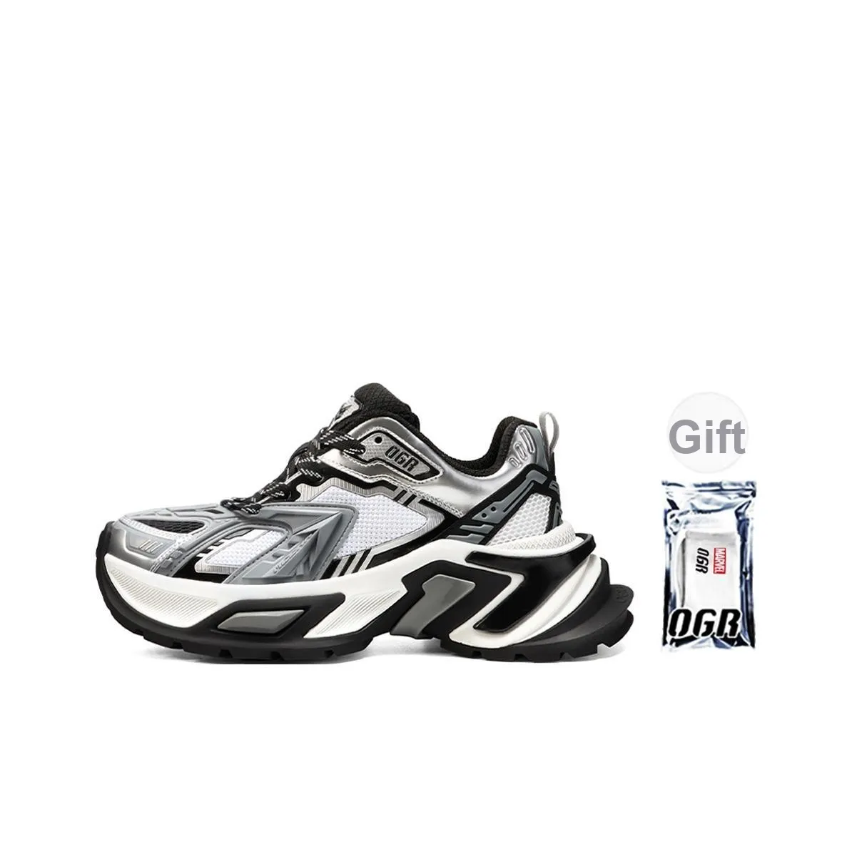OGR Anti-Slip And Wear-Resistant Lightweight Height Increasing Low-Top Chunky Sneakers Unisex Gray