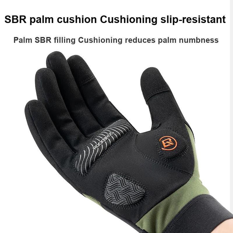ROCKBROS Riding Equipment Cycling Glove Outdoor Unisex Polyester Elastane Black Green-3