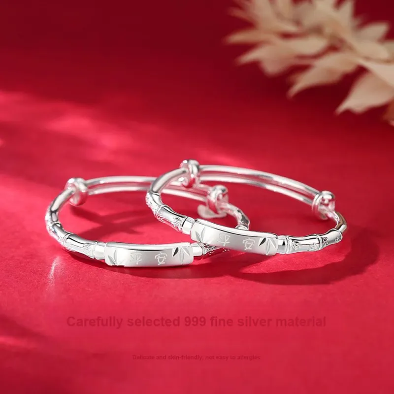 7℃ 999 Fine Silver Bangles Kids'-3