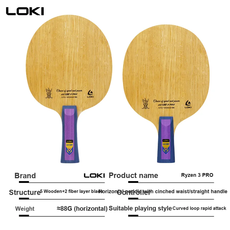 LOKI Ping Pong Paddles Blades 5 Wooden+2 Fiber Layers Bottom-5