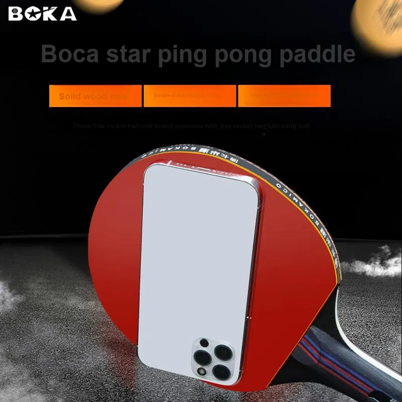 BO KA Ping Pong Paddles Unisex All Wood Black Red Double Beat-4